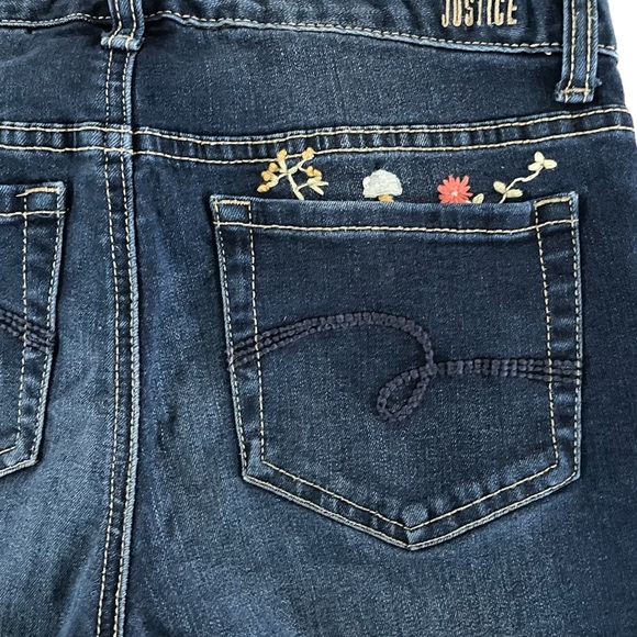 Hand Embroidered Girls Justice Stretch Denim Shorts - Picture 3 of 8